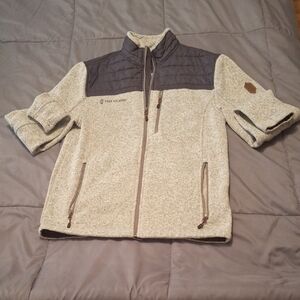 Free Country Cream and Gray Zip-Up Jacket